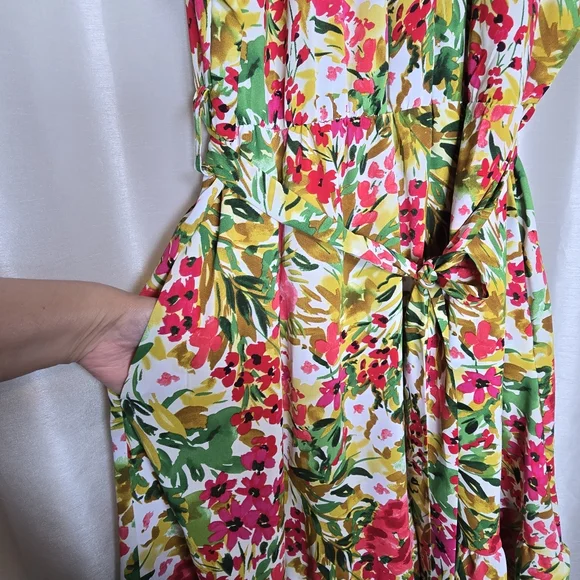 BloomChic Women's Floral Midi Ruffle Dress Sleeveless Multi-Color Size 18-20 New - Picture 7 of 11